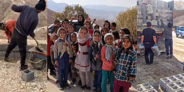 مشارکت در دیوارکشی مدرسه شهید عمار سرآب روستای سرسور + فیلم